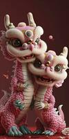 ai generiert zwei bezaubernd Chinesisch Drachen Babys, feiern das Chinesisch Neu Jahr Festival, mit Rosa Waage und glücklich Ausdrücke, 3d Design. foto