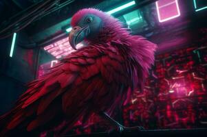 ai generiert Neon- violett farbig Punk Vogel. generieren ai foto