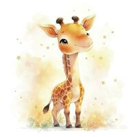 ai generiert Aquarell Baby Giraffe. ai generiert foto