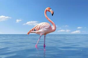 ai generiert Rosa Flamingo im das Wasser. ai generiert foto