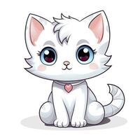 ai generiert süß kawaii Katze Clip Art Symbol Weiß Hintergrund. ai generiert foto