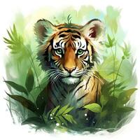 ai generiert Aquarell Tiger zum Kinder. ai generiert foto