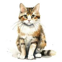 ai generiert Aquarell Katze Clip Kunst auf Weiß Hintergrund. ai generiert foto