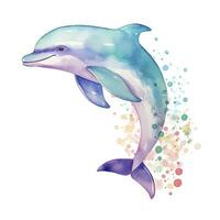 ai generiert Aquarell Fantasie Baby Delfin Clip Kunst isoliert Weiß Hintergrund. ai generiert foto