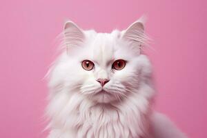 ai generiert Rosa farbig Katze auf Rosa Hintergrund. ai generiert foto