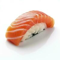 ai generiert ein Sushi Lachs auf Weiß Hintergrund. ai generiert foto