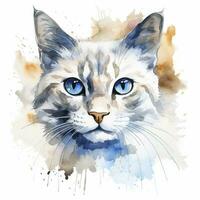 ai generiert Aquarell Katze Clip Kunst auf Weiß Hintergrund. ai generiert foto