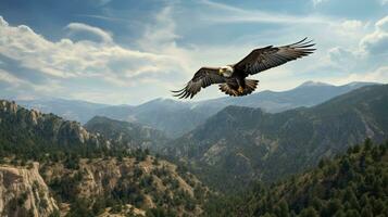 ai generiert amerikanisch kahl Adler im das Natur Hintergrund foto