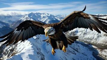 ai generiert amerikanisch kahl Adler im das Natur Hintergrund foto