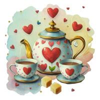 ai generiert Aquarell Grafik Tee voll von Liebe zum Valentinsgrüße Tag foto