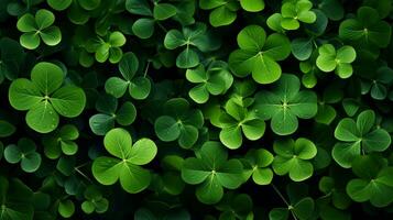 ai generiert Hintergrund von Kleeblatt Blätter zum st. Patrick's Tag foto