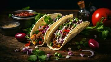 ai generiert sauer Soße Taco Essen foto