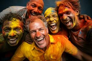 ai generiert indisch und amerikanisch Männer lächelnd zusammen Vielfalt Konzept mit generativ ai foto