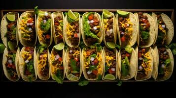 ai generiert Mexikaner Rindfleisch Taco Essen foto