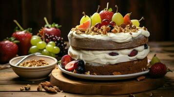 ai generiert Vanille Dessert Kuchen Essen foto