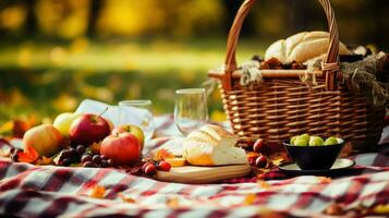ai generiert Obst Mittagessen Picknick Essen foto