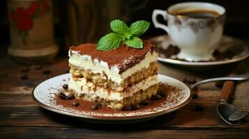 ai generiert Kakao Italienisch Tiramisu Essen foto