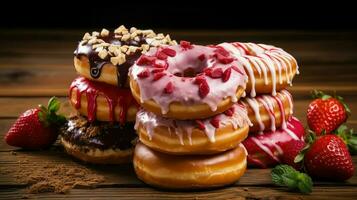 ai generiert Zucker Dessert Krapfen Essen foto