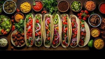 ai generiert würzig Fleisch Taco Essen foto