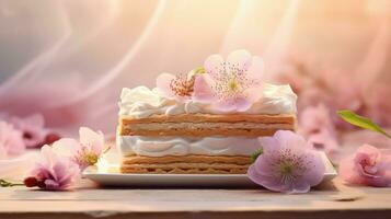 ai generiert Süss horizontal Kuchen Essen foto