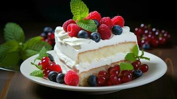 ai generiert Dessert Weiß Kuchen Essen foto