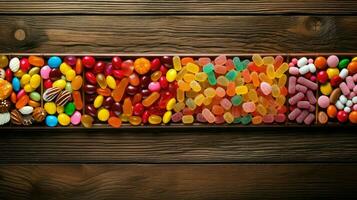 ai generiert Pralinen sortiert Süßigkeiten Essen foto
