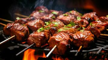 ai generiert Bruststück Rindfleisch Grill Essen foto