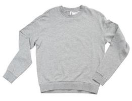 leere Sweatshirt graue Farbe Mock-up Vorlage Vorderansicht auf weißem Hintergrund. graues Baumwoll-Sweatshirt-Modell. graues leeres leeres Sweatshirt foto