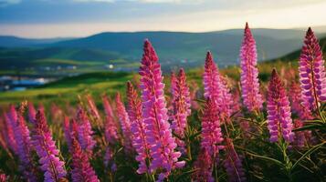 ai generiert Natur Kuppe Hügel Landschaft foto