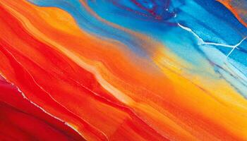 ai generiert abstrakt Blau und Orange Marmor Wellen Textur, Flüssigkeit Kunst Marmor Acryl Hintergrund foto