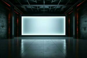 ai generiert modern Ausstellung glühend leer Mauer verbessert das groß Ausstellungsraum Ambiente foto