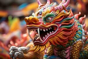 ai generiert Chinesisch Drachen. ein Symbol von Glück und der Wohlstand während Chinesisch Neu Jahr Feierlichkeiten. foto