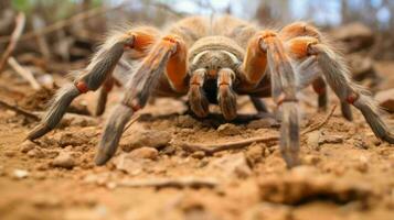 ai generiert Boden Spinne oben schließen Makro Aussicht foto