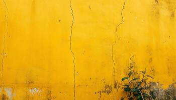 ai generiert ein Gelb gemalt Mauer mit ein Gelb Farbe foto