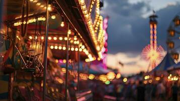 ai generiert bunt Sommer- Karneval beim Dämmerung foto