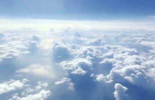 ai generiert Weiß Wolken auf Blau Himmel wie Wolkenlandschaft Hintergrund foto