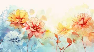 ai generiert Aquarell Blumen- Blumen Hintergrund, Blumen- Textur, Blume Muster foto