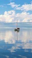 ai generiert minimalistisch Foto ein Schiff auf Meer