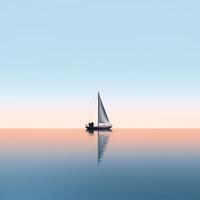 ai generiert minimalistisch Foto ein Schiff auf Meer