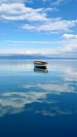 ai generiert minimalistisch Foto ein Schiff auf Meer