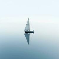 ai generiert minimalistisch Foto ein Schiff auf Meer