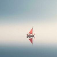 ai generiert minimalistisch Foto ein Schiff auf Meer