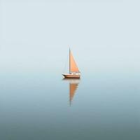 ai generiert minimalistisch Foto ein Schiff auf Meer