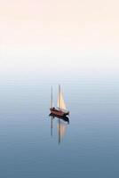 minimalistisch Foto ein Schiff auf Meer