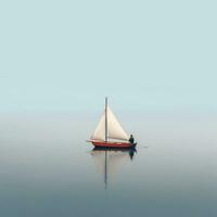 ai generiert minimalistisch Foto ein Schiff auf Meer