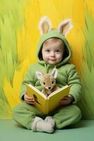 ai generiert der Natur Kindergarten Baby und das Wunder von Tier Bücher foto