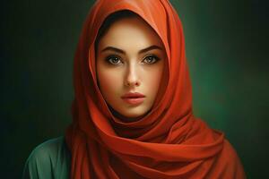 ai generiert schön Frauen tragen Hijab generativ ai foto