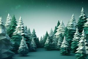 ai generiert 3d geometrisch Wald Landschaft foto