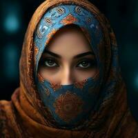 ai generiert Muslim Mädchen mit Hijab foto