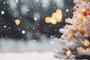 ai generiert schön Nahansicht von ein Weihnachten Baum foto